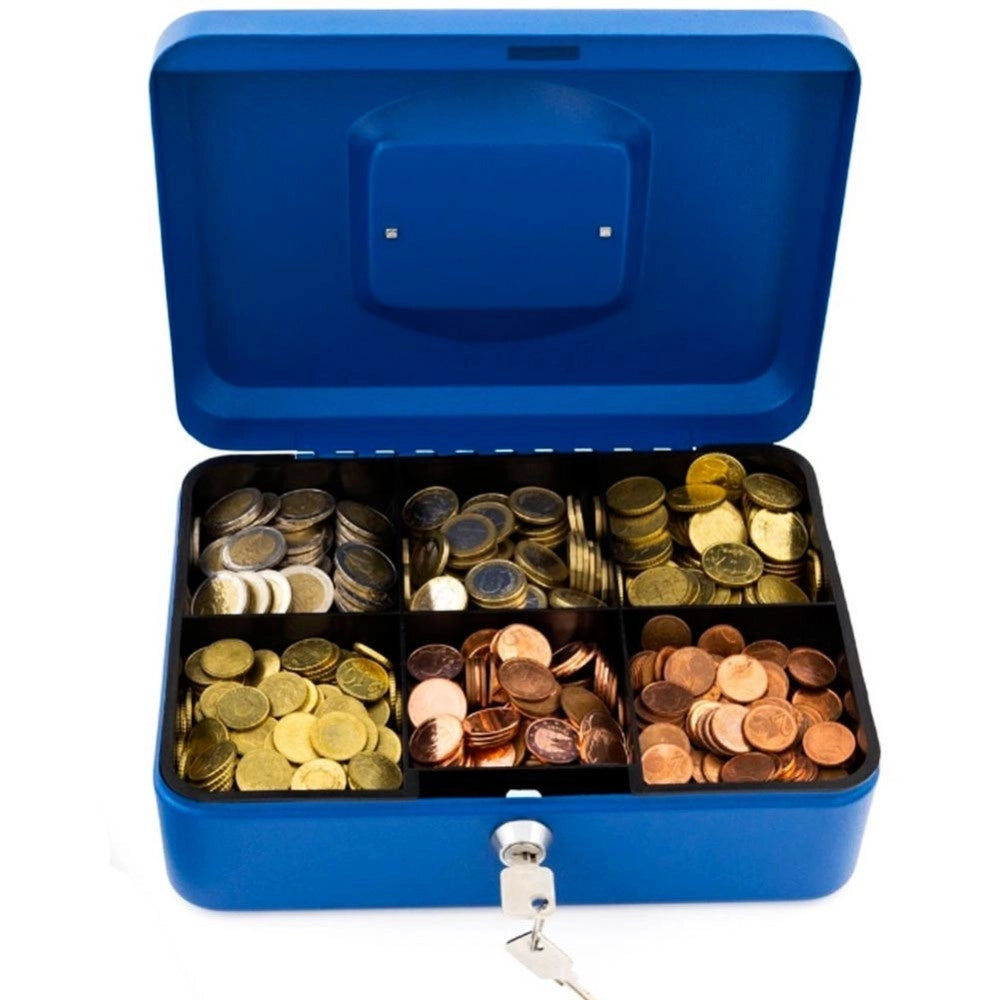 Trade Shop - Cassetta Di Sicurezza Portavalori Con Vassoio Portamonete + 2 Chiavi 20 X 16 Cm -