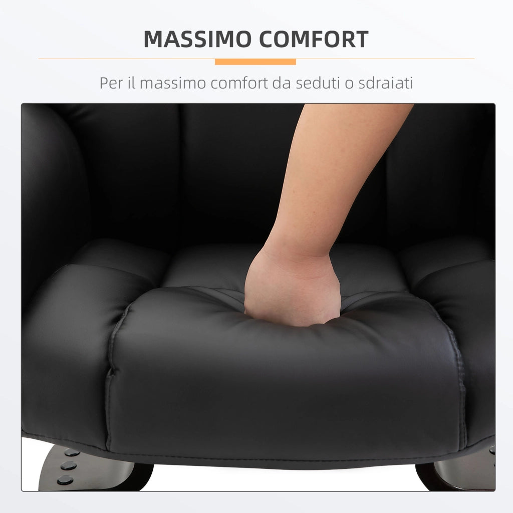 Poltrona Relax Reclinabile Massaggiante con Poggiapiedi ¨C Xylo ¨C Tessuto Nero Girevole 360¡ã