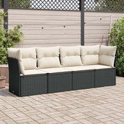 Set Divani da Giardino 4 pz con Cuscini Nero in Polyrattan 3217226