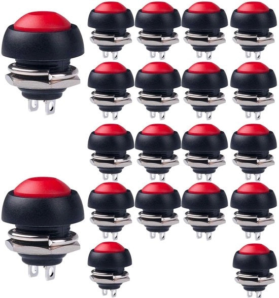 20x Dadi di Contatto 12mm Acqua Resistenti Momentanei Mini Drukknop SPST ON-OFF