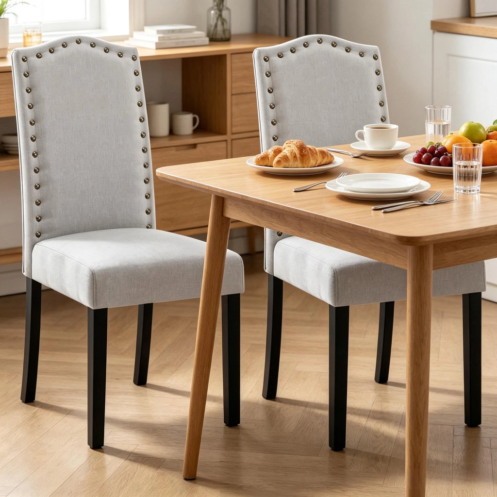 SEDIA da pranzo 43 x 102 x 48,5 cm in lino e legno massello Set da 2 pezzi
