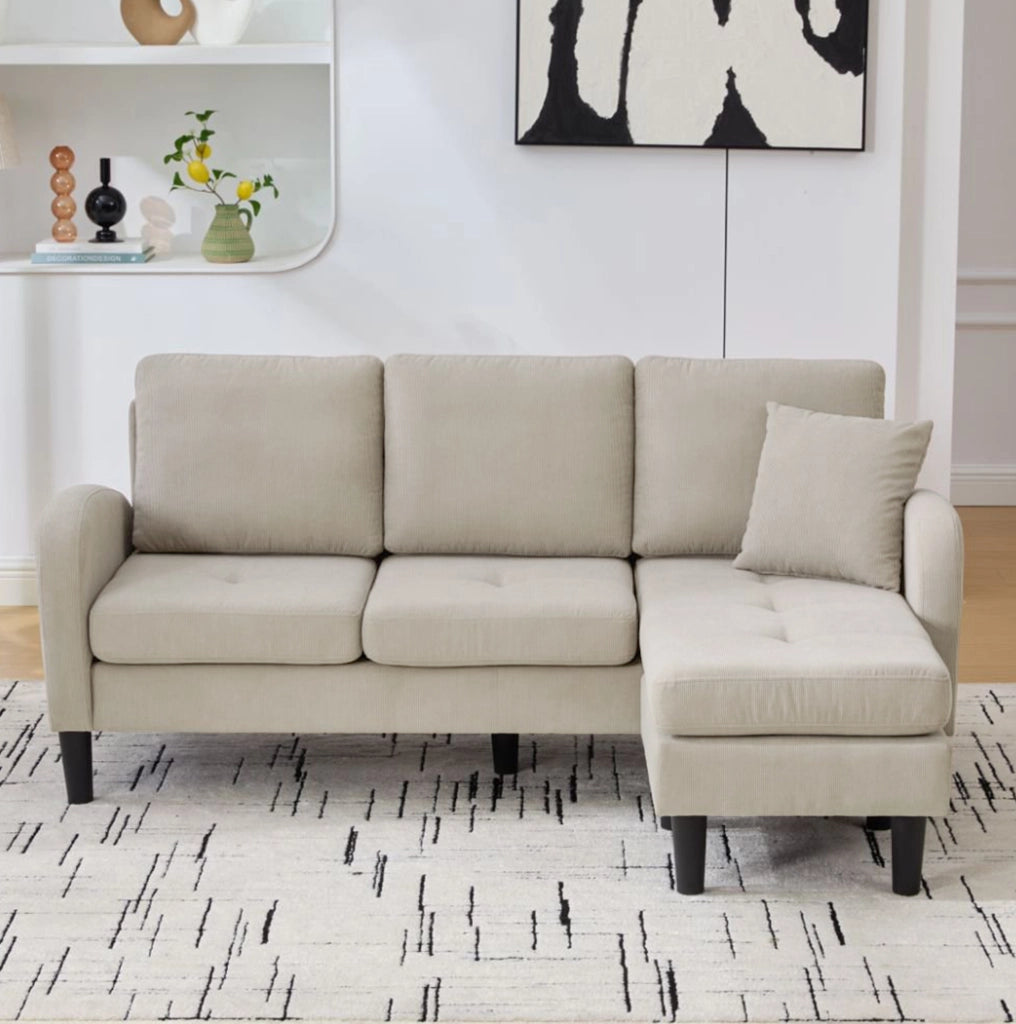 Divano angolare con chaise longue 166x118x77 cm; modulare; in corda; marrone grigio