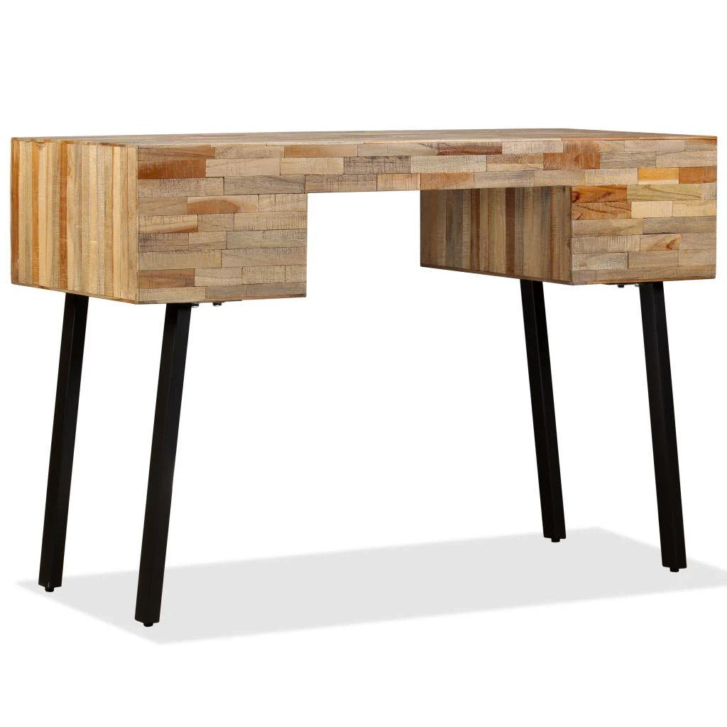 Scrivania tavolo da lavoro per computer massello di teak recuperato 110 cm 0502070