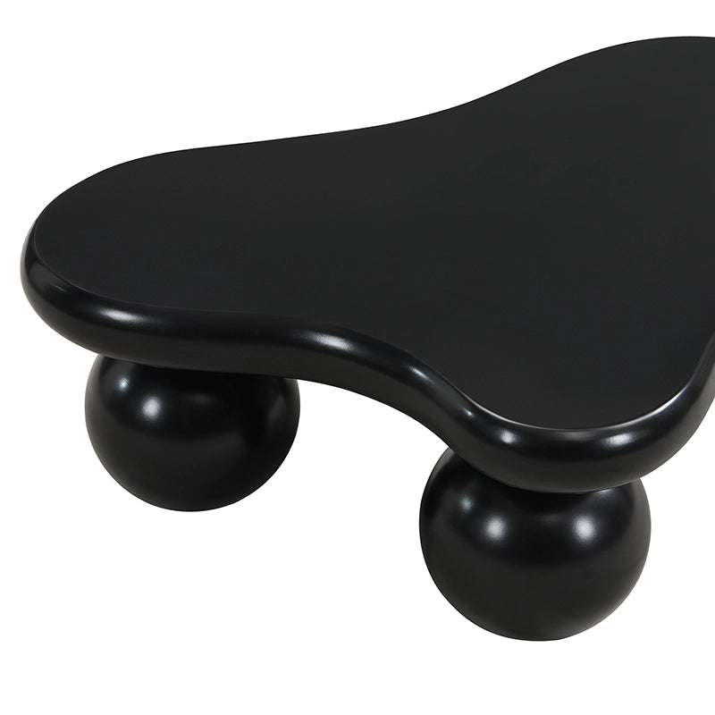 Tavolino da caffè forma nuvola LED con bordi arrotondati per soggiorno e camera bambini, in MDF, nero, 95 × 62,5 × 32 cm