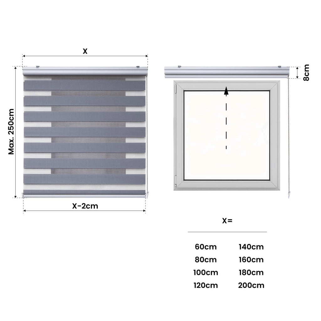 Tenda a Rullo giorno / notte Premium Con Finiture premium Argento 180x250 cm