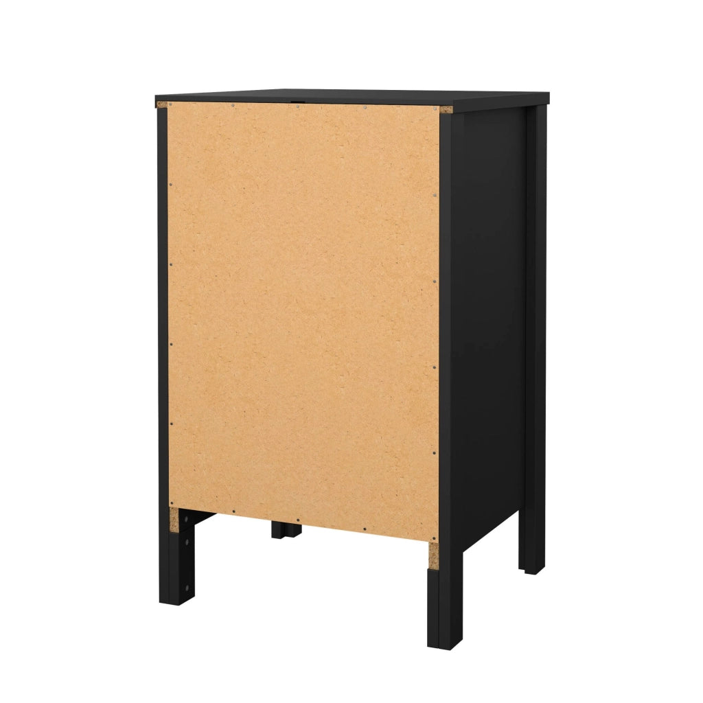 Comodino Lombardia, Comò basso, Tavolino da notte, Mensola da letto, 44x38 h70 cm, Nero