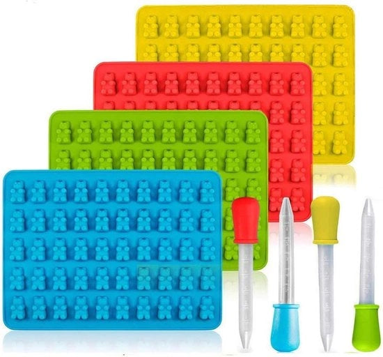 Pacco di 4 stampi in silicone - Scatole per caramelle e cubetti di ghiaccio - 50 fori a forma di tartufo - Forma per preparazione di cibi con getti d'acqua - Qualità FDA - Libero da BPA .