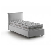Letto singolo Azeglio, Letto contenitore con rivestimento in tessuto, 100% Made in Italy, Apertura frontale, con materasso Cm 80x190 incluso, Bianco