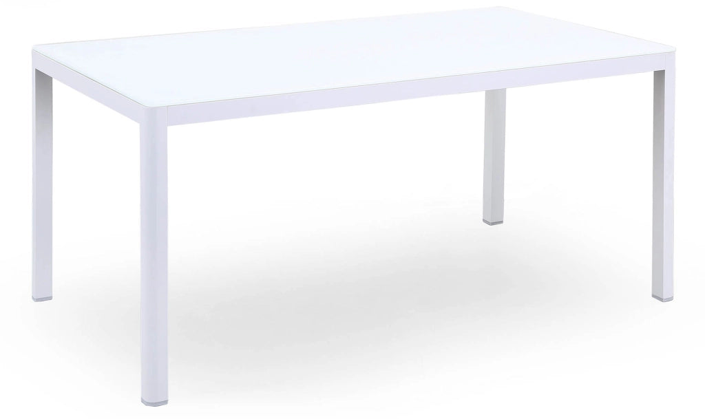Tavolo da Giardino 160x90x75 cm in Alluminio Piano in Vetro Kraus Modigliani Bianco