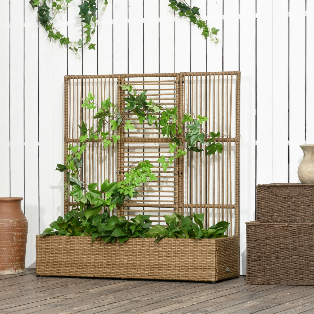 Vaso per Fiori con Griglia ¨C zephmum ¨C Polyrattan, 103x29x103 cm, Sabbia
