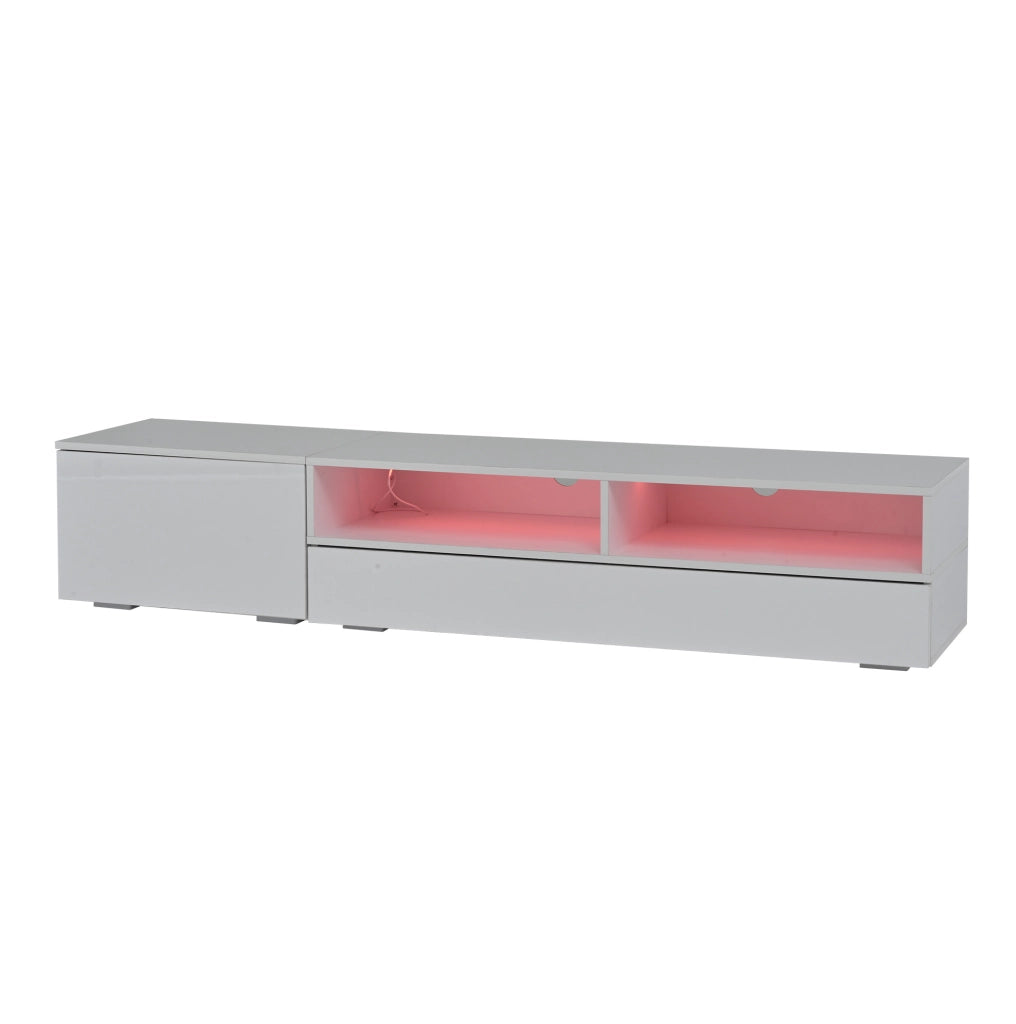 Parete attrezzata TV 3 pezzi bianca con LED e finitura lucida