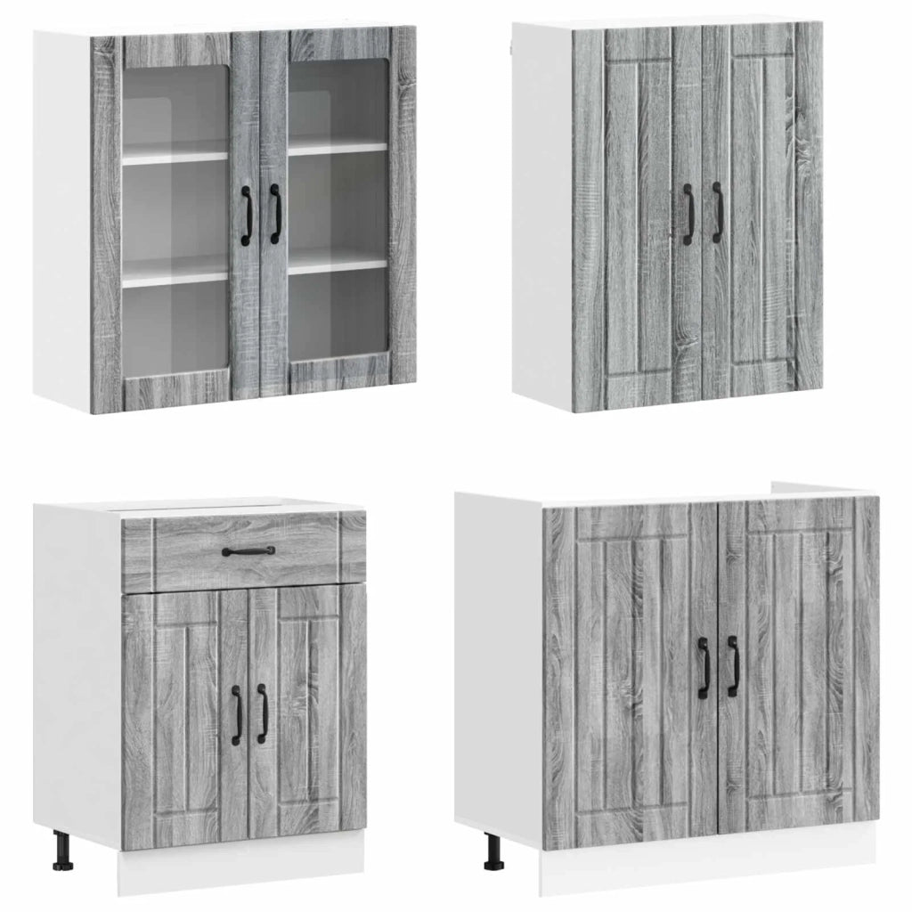 Unità Cucina LUCCA 4 pcs Sonoma grigio Legno ingegnerizzato 3438321