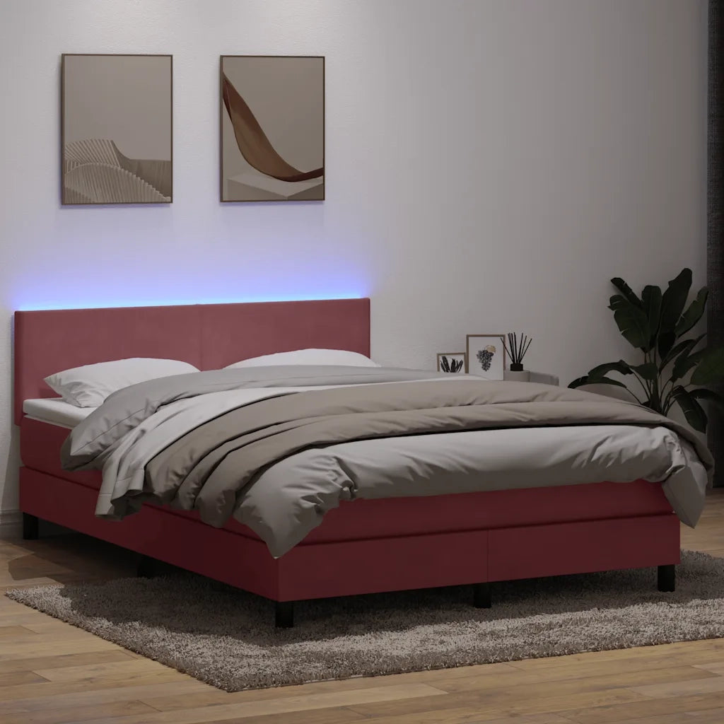 Letto a Molle con Materasso e LED Rosa 140x220 cm in Velluto 3316742