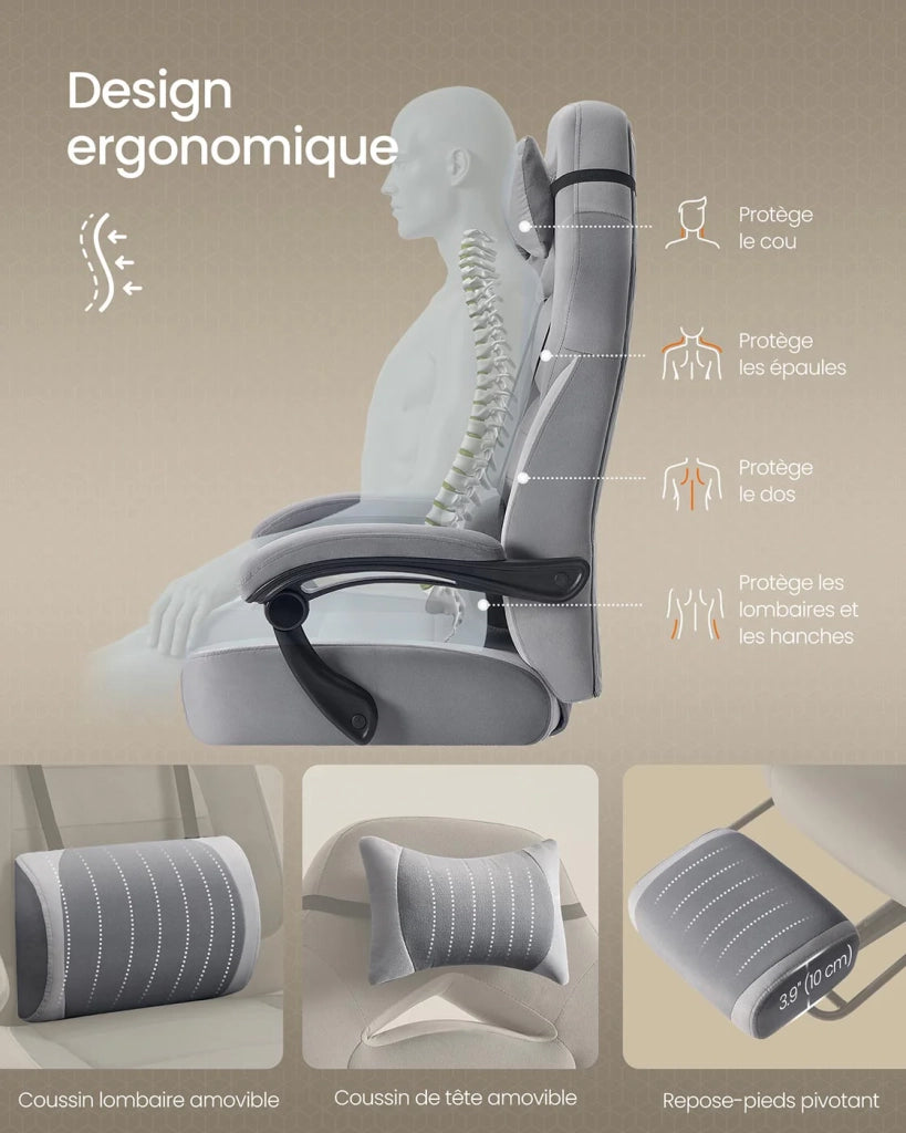 Sedia da ufficio spessore 10 cm altezza regolabile ergonomica grigia 12_0005900