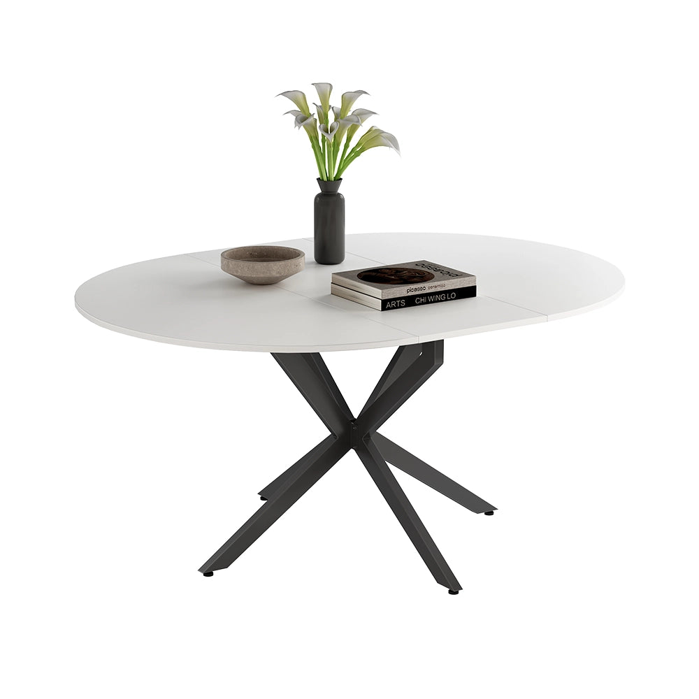 Tavolo da pranzo allungabile Loyd Bianco/Nero 120 x 76.5 cm Estensibile Vicco