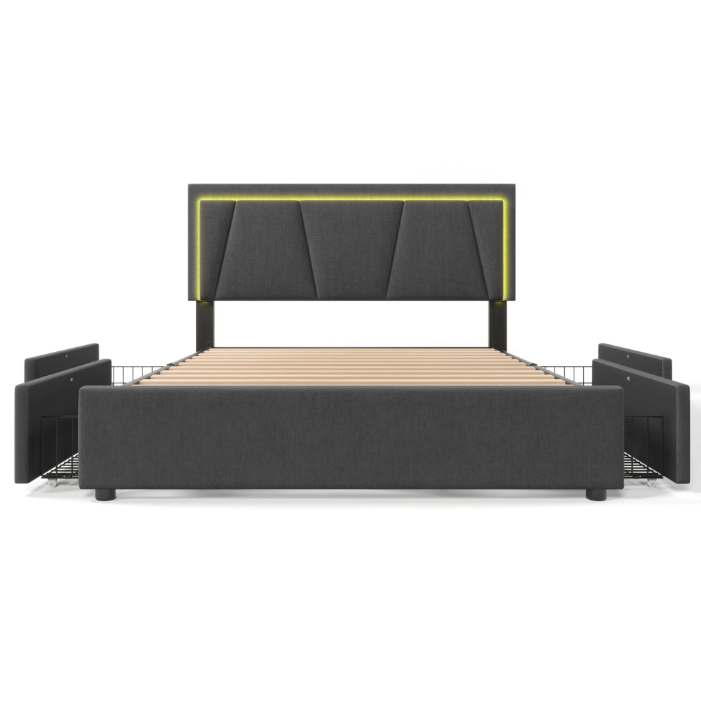 letto imbottito legno grigio 160x200 cm