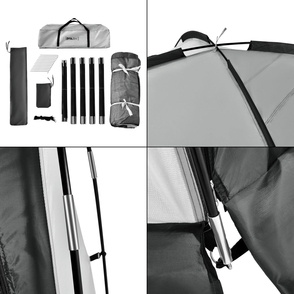 Tenda 'Grästorp' per Eventi - Gazebo con Illuminazione a LED Zanzarieri e 2 Pareti Chiudibili - Grigio [pro.tec]