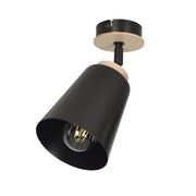 Plafoniera Emibig ATLAS 1xE27 nera legno 15cm dimmer