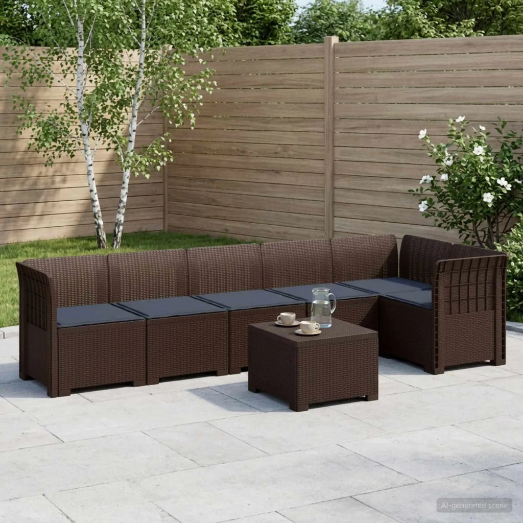 Divano da Giardino 6 Posti con Cuscini Aspetto Rattan PP 3444113