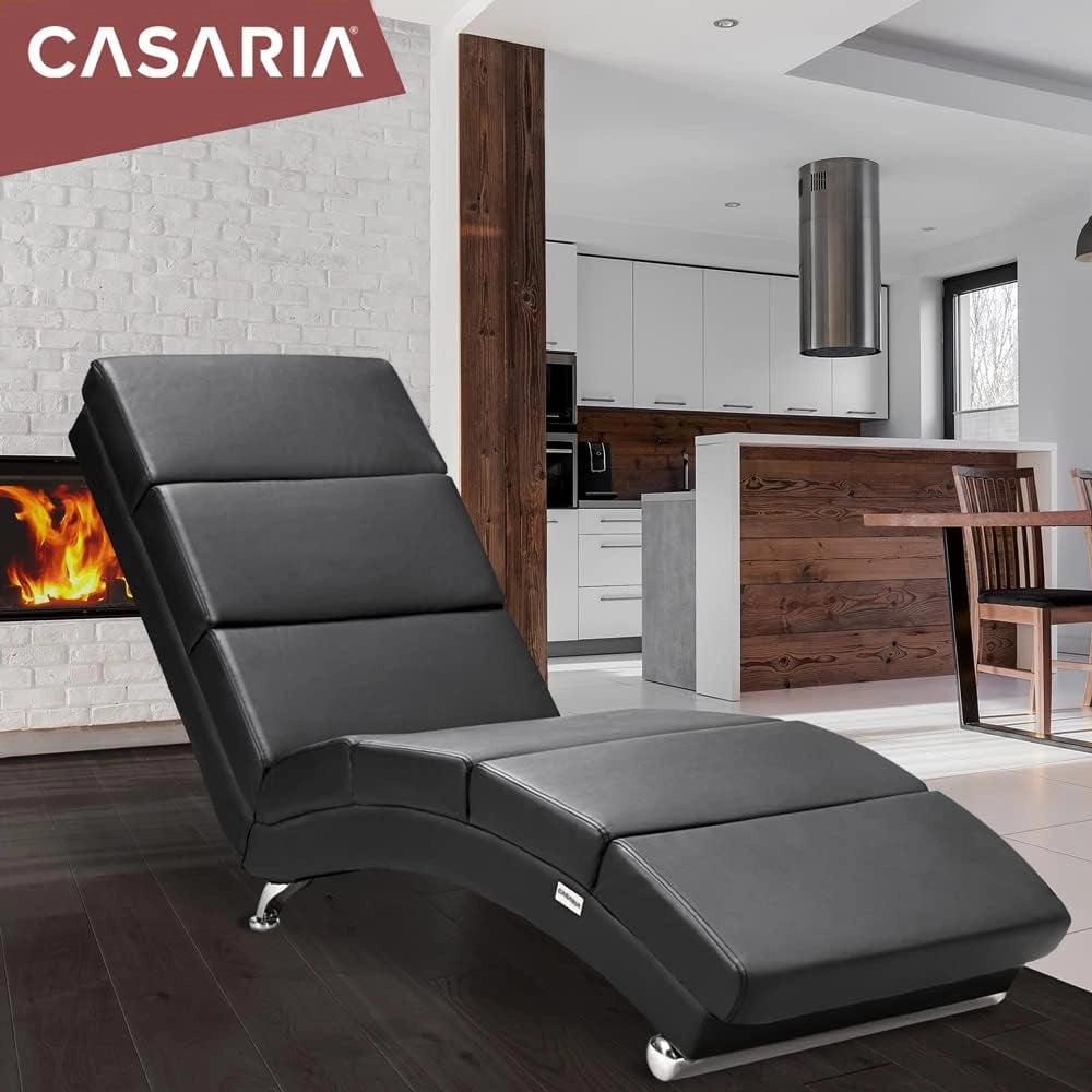 ® Poltrona Chaise Longue 186x89x55 cm Lettino Sdraio Ergonomico in Tessuto Imbottito Portata 180 kg Soggiorno Ufficio Interno Reclinabile Lettura