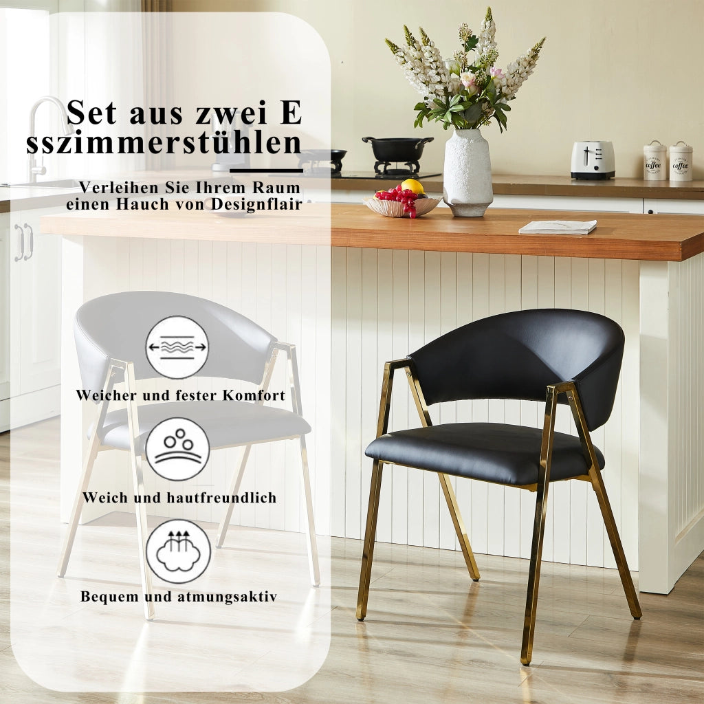 SEDIA con schienale ergonomico Nero struttura in metallo oro