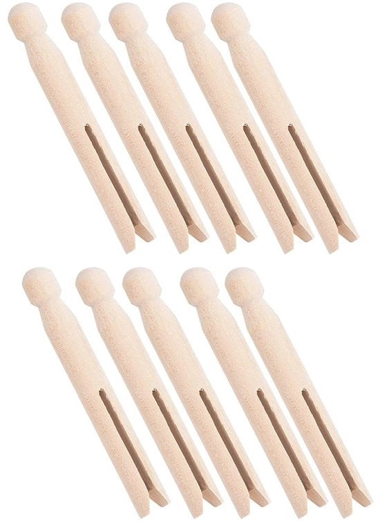 Pincette in legno - 10x pinze per abbigliamento - Manufatti a mano - Superficie liscia - Ideali per progetti di fai da te - Duraturi e pratici - Pincette per abbigliamento