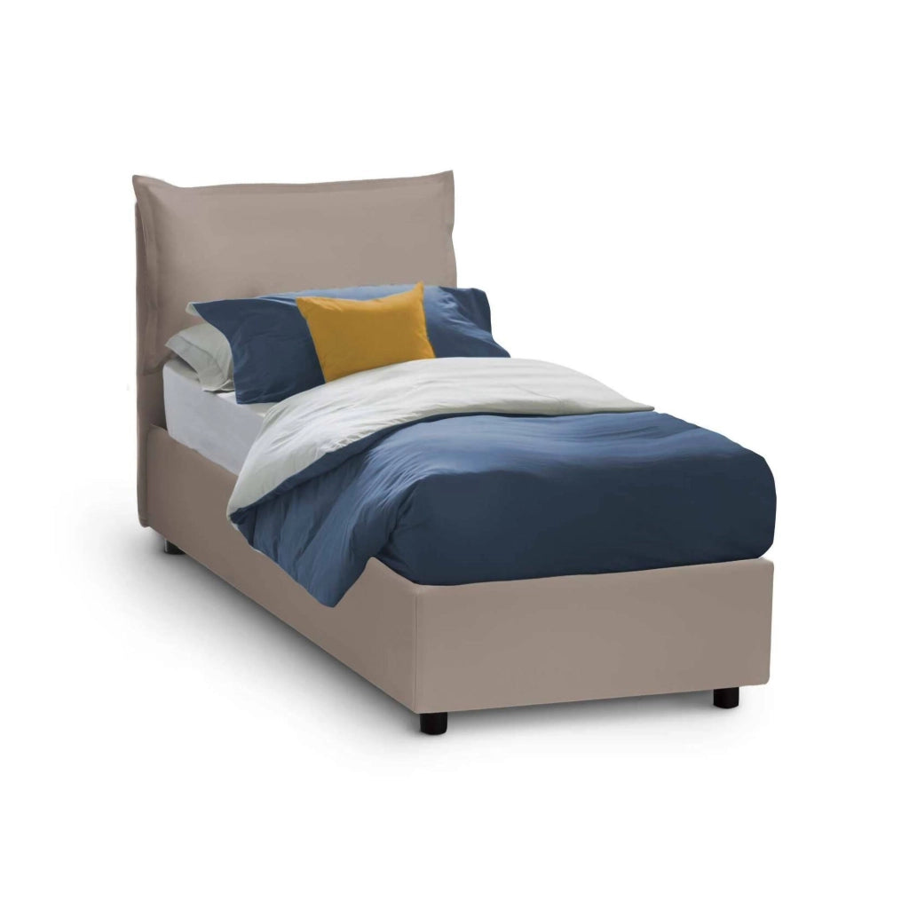 Adet, Letto Singolo Contenitore Made in Italy, Grigio Tortora