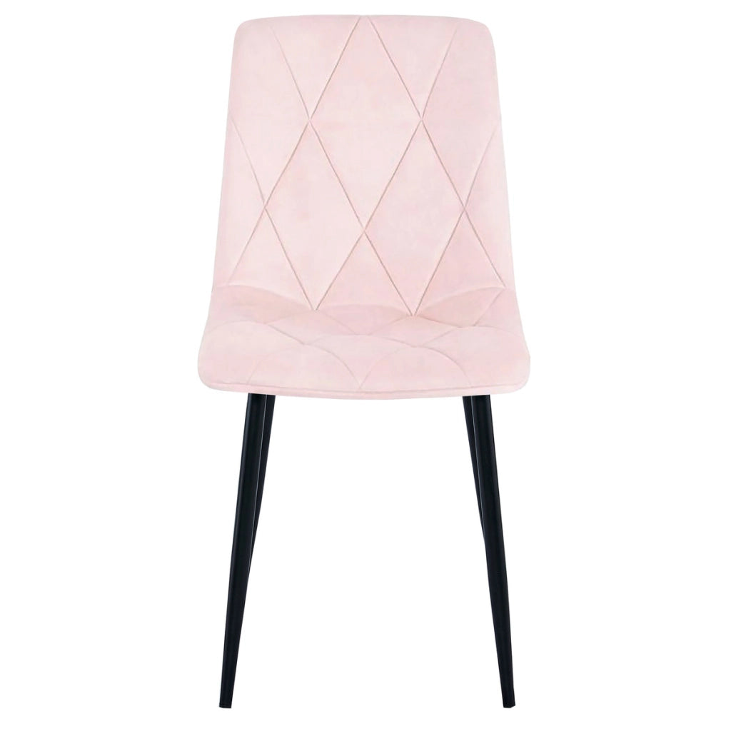 Set di 2 sedie Libra in velluto rosa chiaro con gambe nere