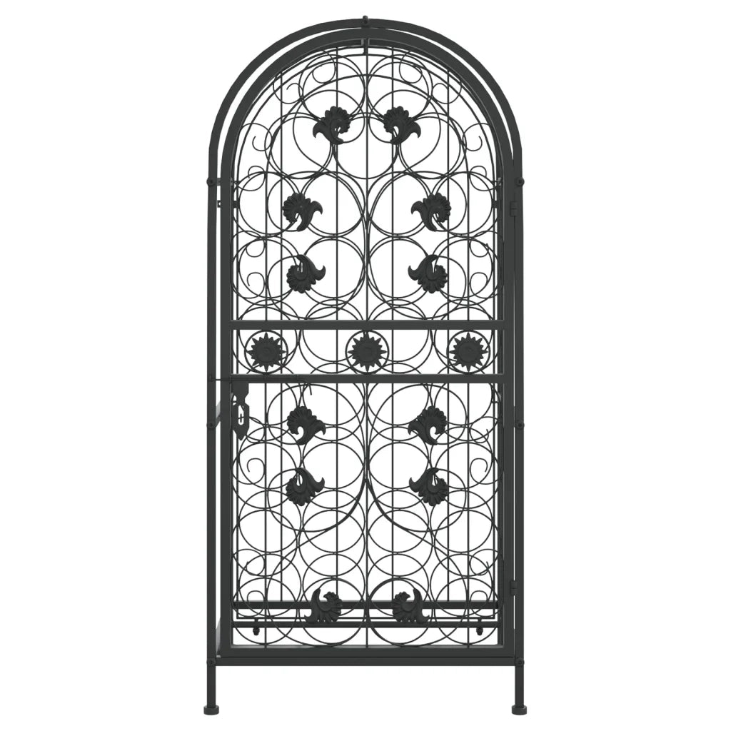 Portavini da 33 Bottiglie Nero 45x36x100cm in Ferro Battuto 358369