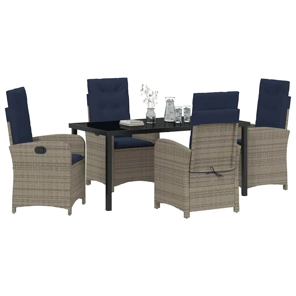 Set da Pranzo per Giardino con cuscino 5 pcs Grigio polyrattan 3380354