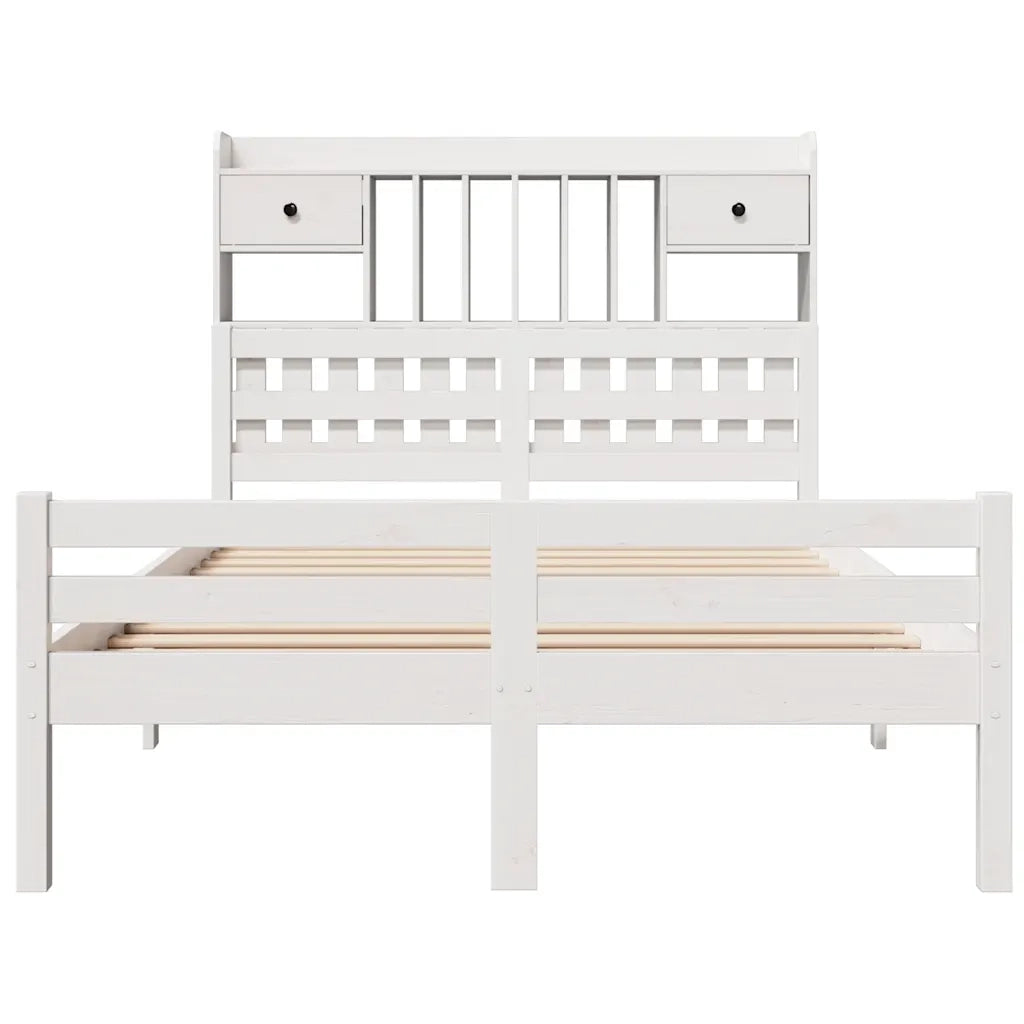 Letto Libreria senza Materasso Bianco 135x190 cm Legno di Pino 3322254