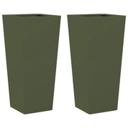 2 pz Fioriere | Cassetta per fiori | Vaso da Giardino Verde Oliva 35x35x75 cm in Acciaio