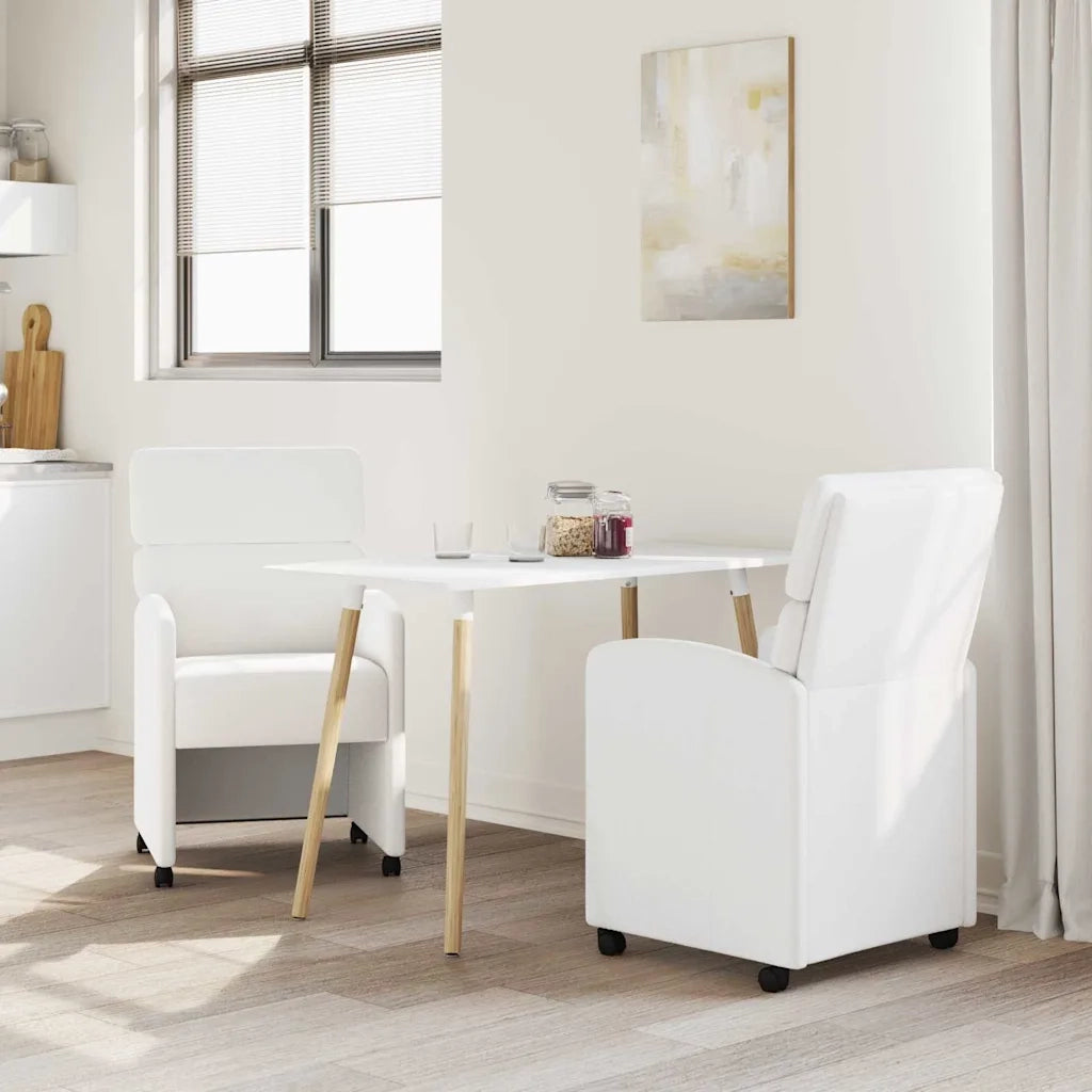 Sedie da Pranzo con Ruote 2 pz | Sedie da cucina Bianco 58 x 65 x 98 cm