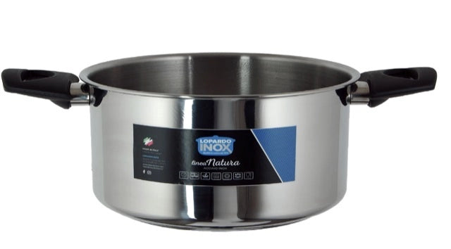 Casseruola Pentola ad induzione in acciaio inox 2 manici linea natura 22 cm
