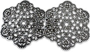Chiusura metallica a filigrana antica argento con chiodini per dirndl da cucire 55mm x 30mm (1 pezzo)