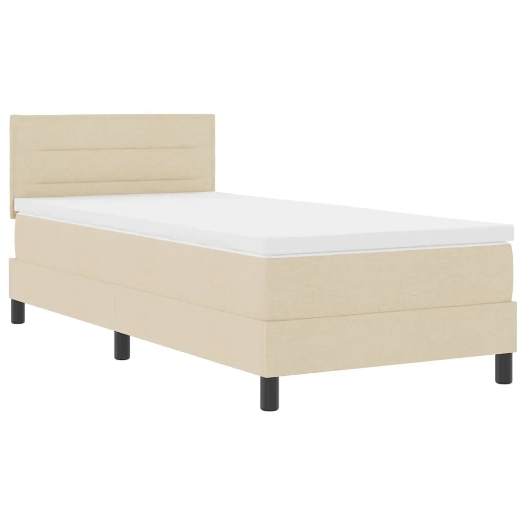 Letto a molle con testiera Crema 80 x 200 cm Tessuto