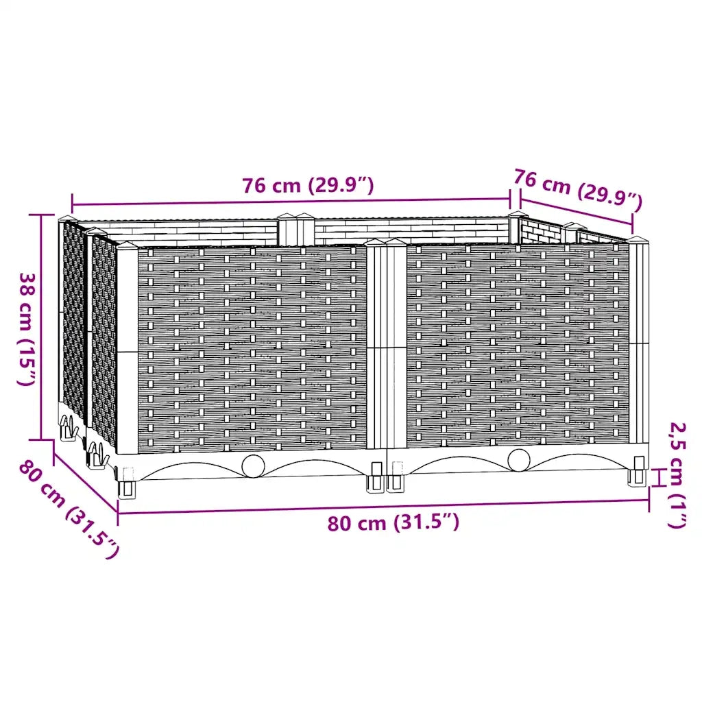 Fioriera Rialzata 80x80x38 cm in Polipropilene 316540