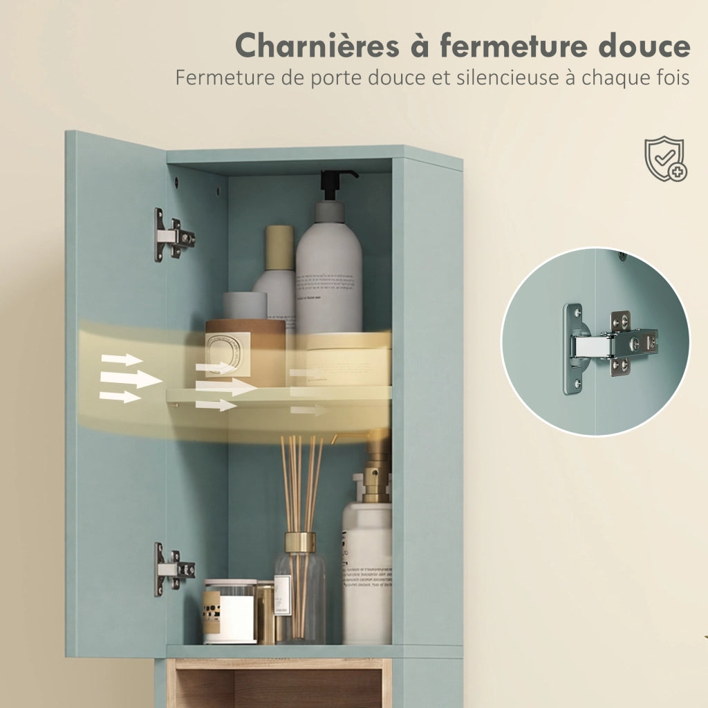 Mobile colonna bagno con ante ¨C zephmum ¨C verde 30x24x140cm
