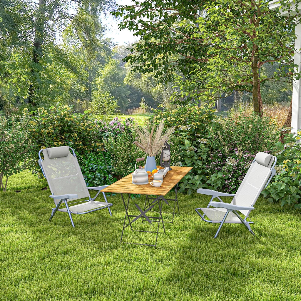 Set 2 Sedie Pieghevoli Reclinabili ¨C Zephmum ¨C Grigio Chiaro Alluminio 62x65x80 cm