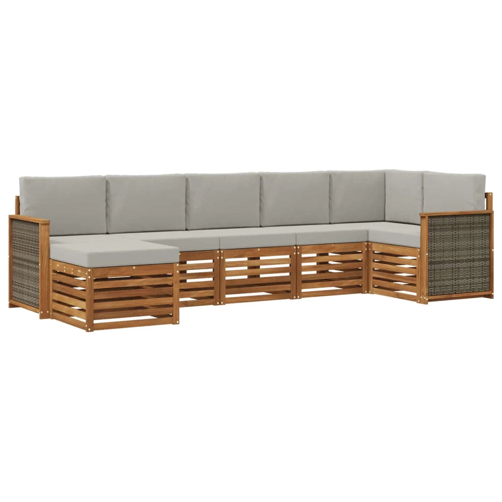 Set divano sezionale con cuscino 6 pcs Naturale e Grigio Chiaro 3384617