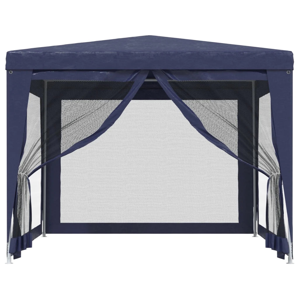Tenda per Feste con 4 Pareti Laterali in Rete-Tenda Gazebo Blu 3x3 m HDPE