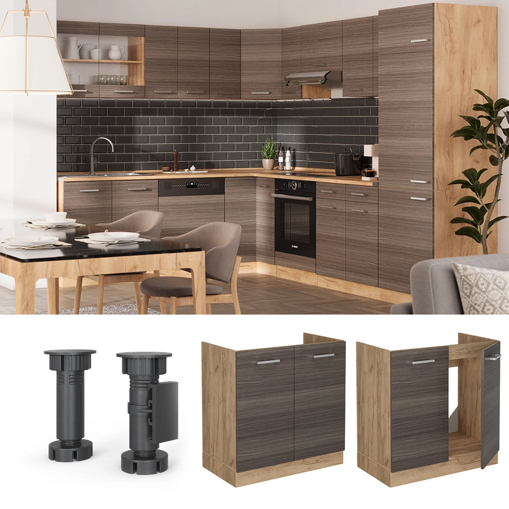 Vicco Mobile lavello cucina Grigio nobile 80 cm PL Marmo