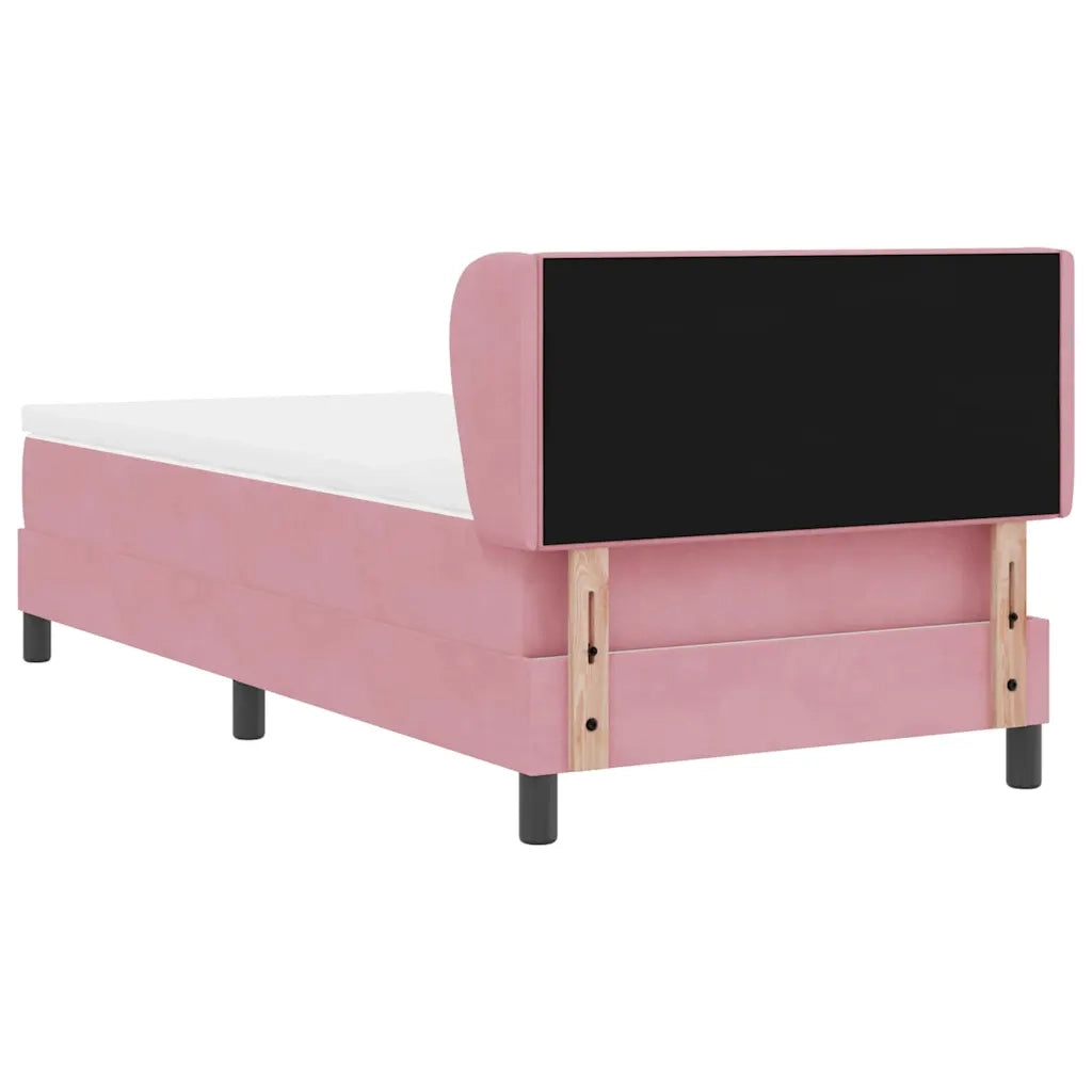 Letto a molle con materasso Rosa 100 x 200 cm Velluto 3340381