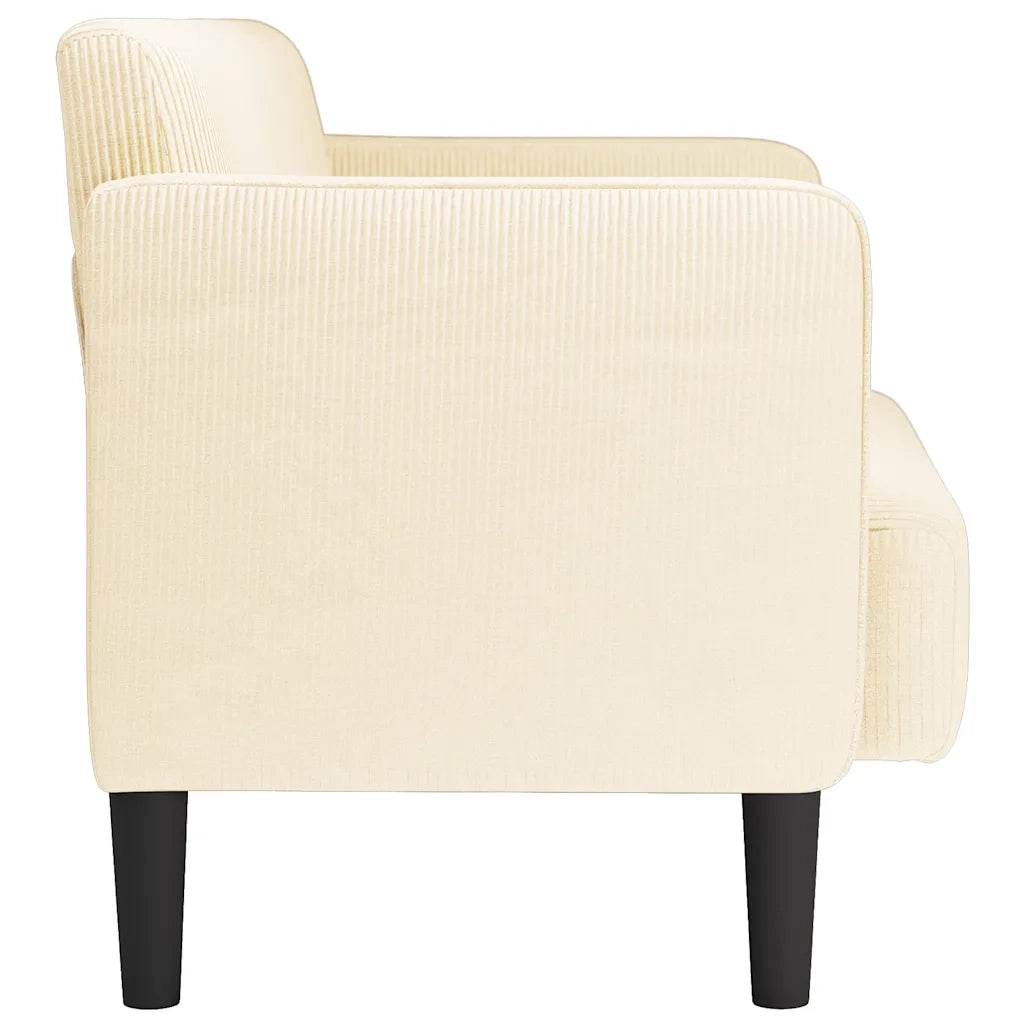 Divano Divanetto Crema 109 cm Tessuto di Velluto a Coste 4100524