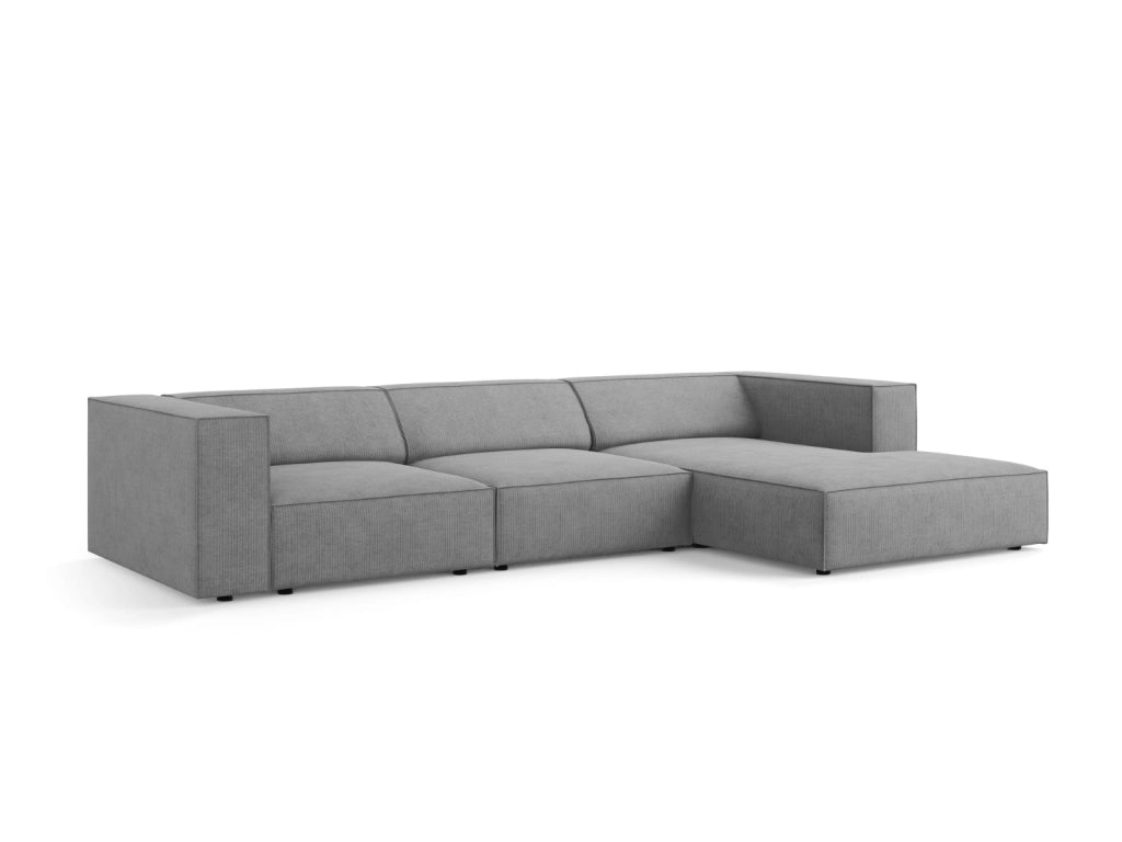 Cosmopolitan Design - Divano angolare destro "Arendal" 4 posti in ciniglia con effetto a coste grigio scuro 