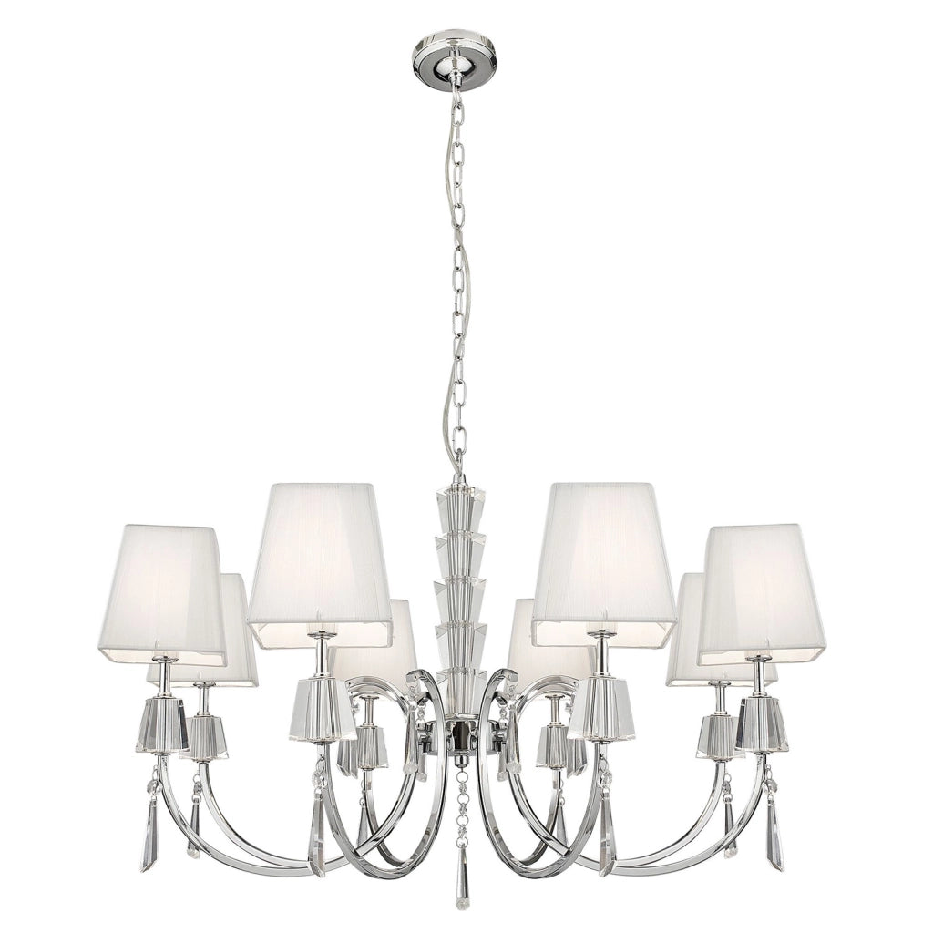 Lampadario Contemporaneo Portico Acciaio Cromo Vetro 8 Luci G9