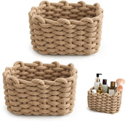 Set di 2 Cestini di Tessuto – Cestini di Tessuto per Bambini – Piccole, Quadrati Cestini Tessuti – Cestini per Bambini – Design Multifunzionale / Minimalista – Adatto per Camere da Bambino, Camere da Letto e Salotti – 18 x 15 x 13 cm
