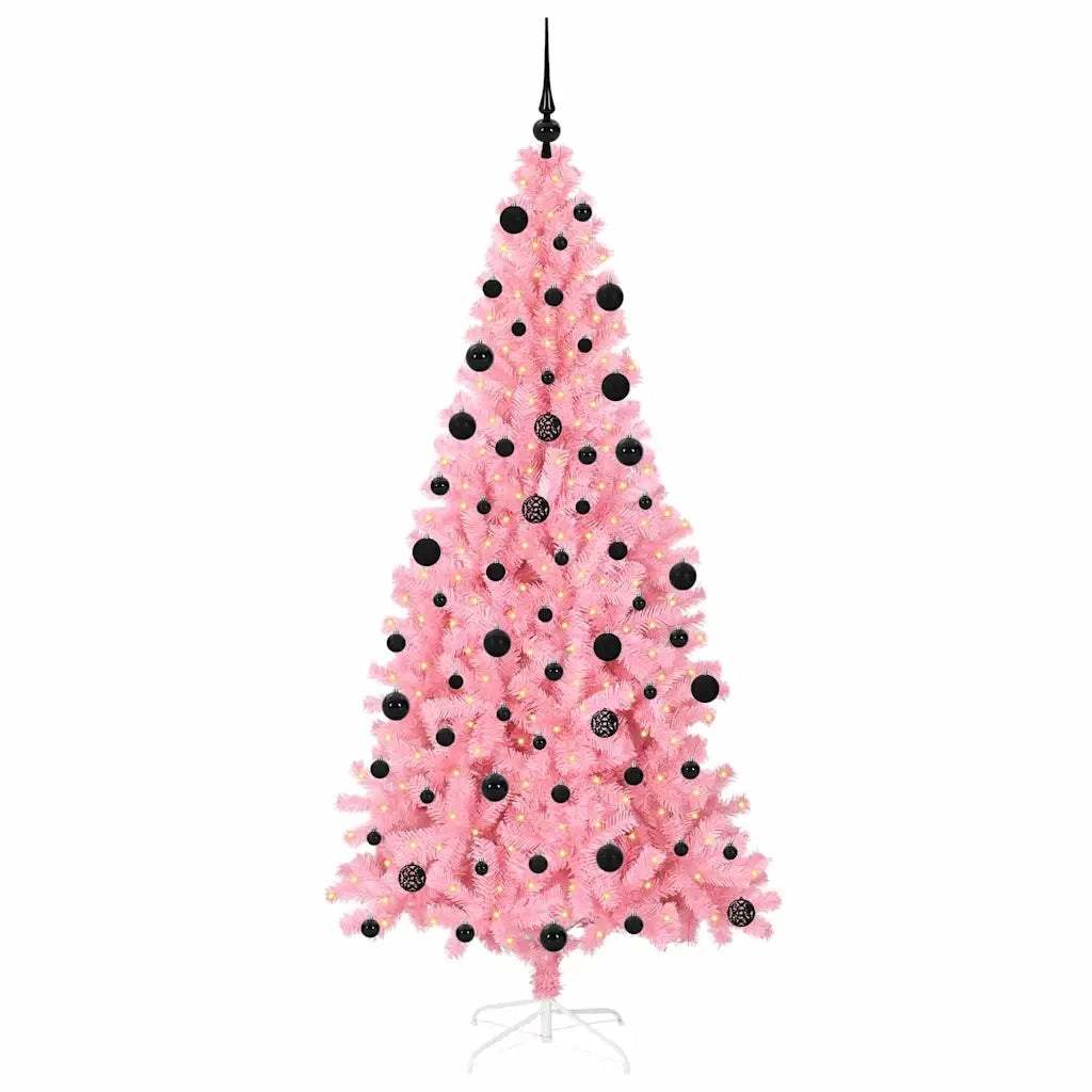 Albero di Natale con 300 LED con supporto Rosa 210 cm PVC 3396439
