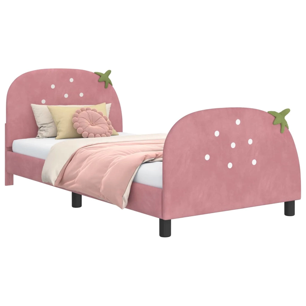 Struttura letto bambini con testata Rosa 90 x 200 cm Velluto