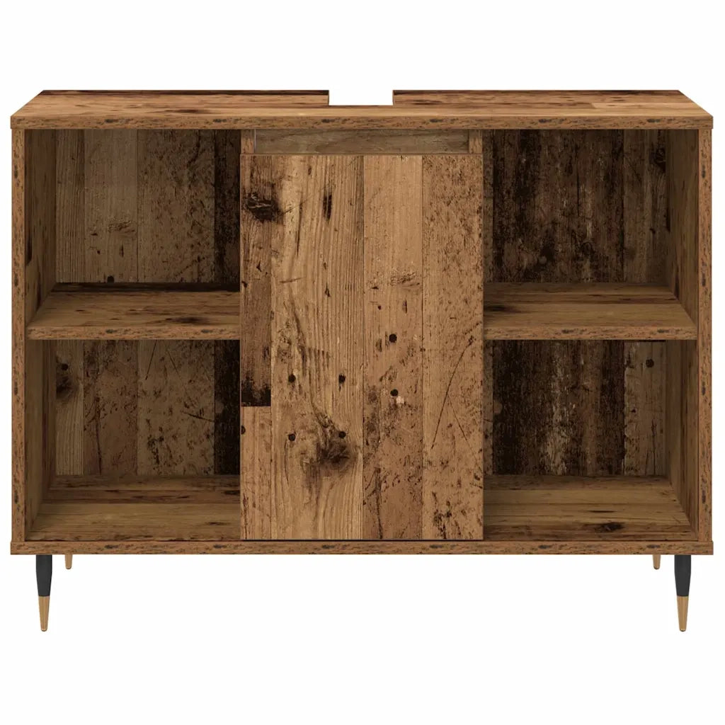 Set di mobili per il bagno con lo scaffale 3 pcs Legno vecchio